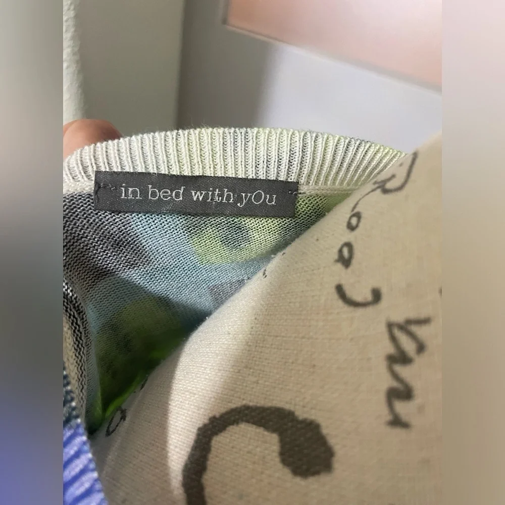 🍂 Green & Blue Long Sleeve Graphic Lightweight Sweater By In Bed With You